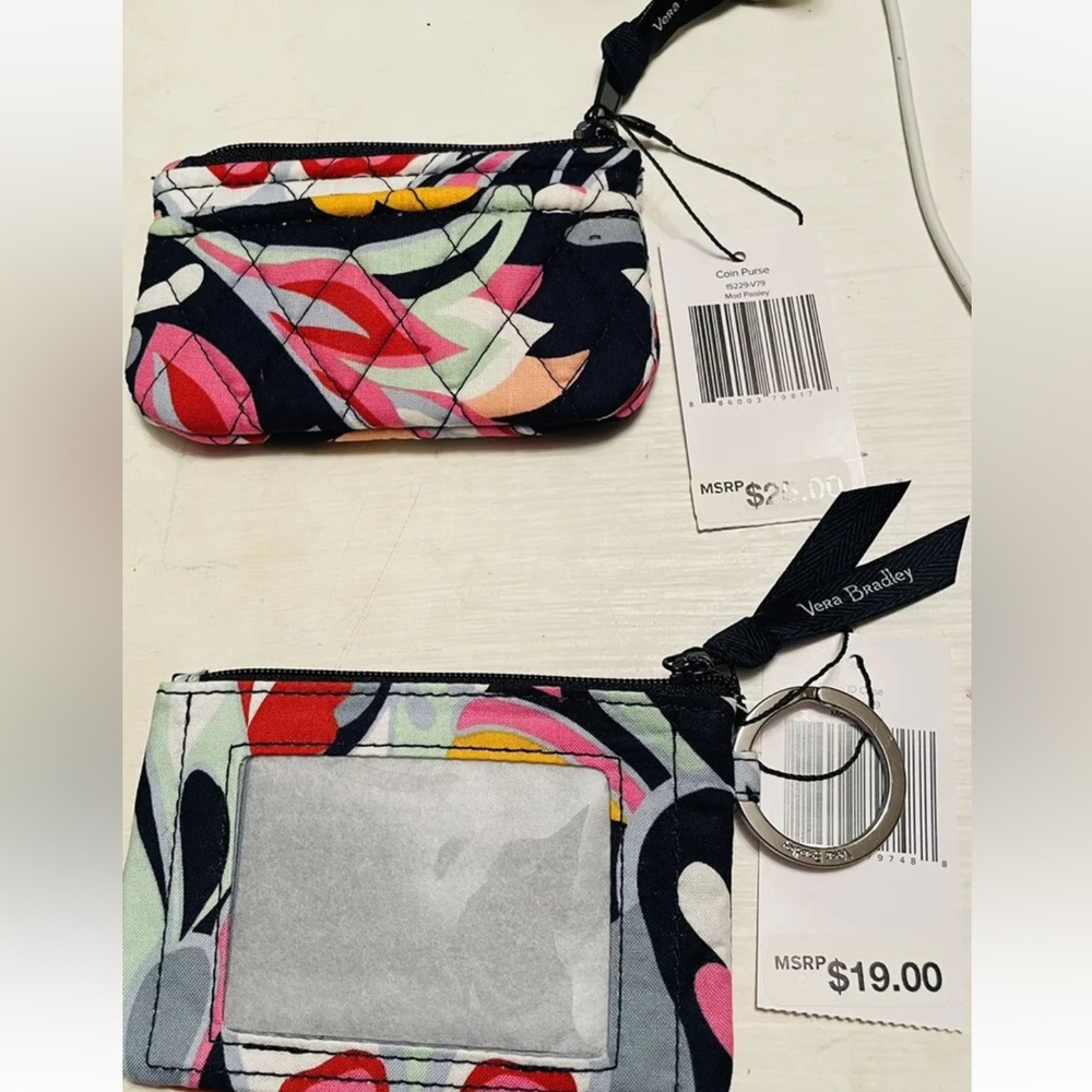Vera Bradley 3 Piece Set Coin Purse, Zip ID Case &Lanyard Mod Paisley Design NWT